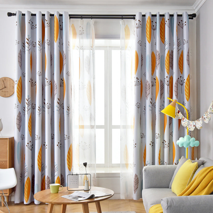 Nordic Style Nordic Leaf Finished Shading Curtain - Casa Allure Nova