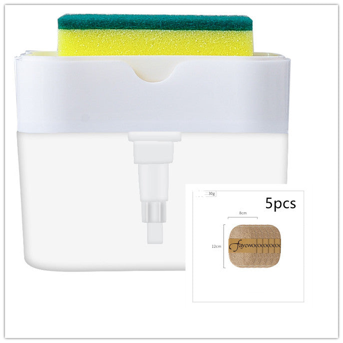 2-in-1 Soap Dispenser Sponge Caddy Push-type Detergent Automatic Dosing Box