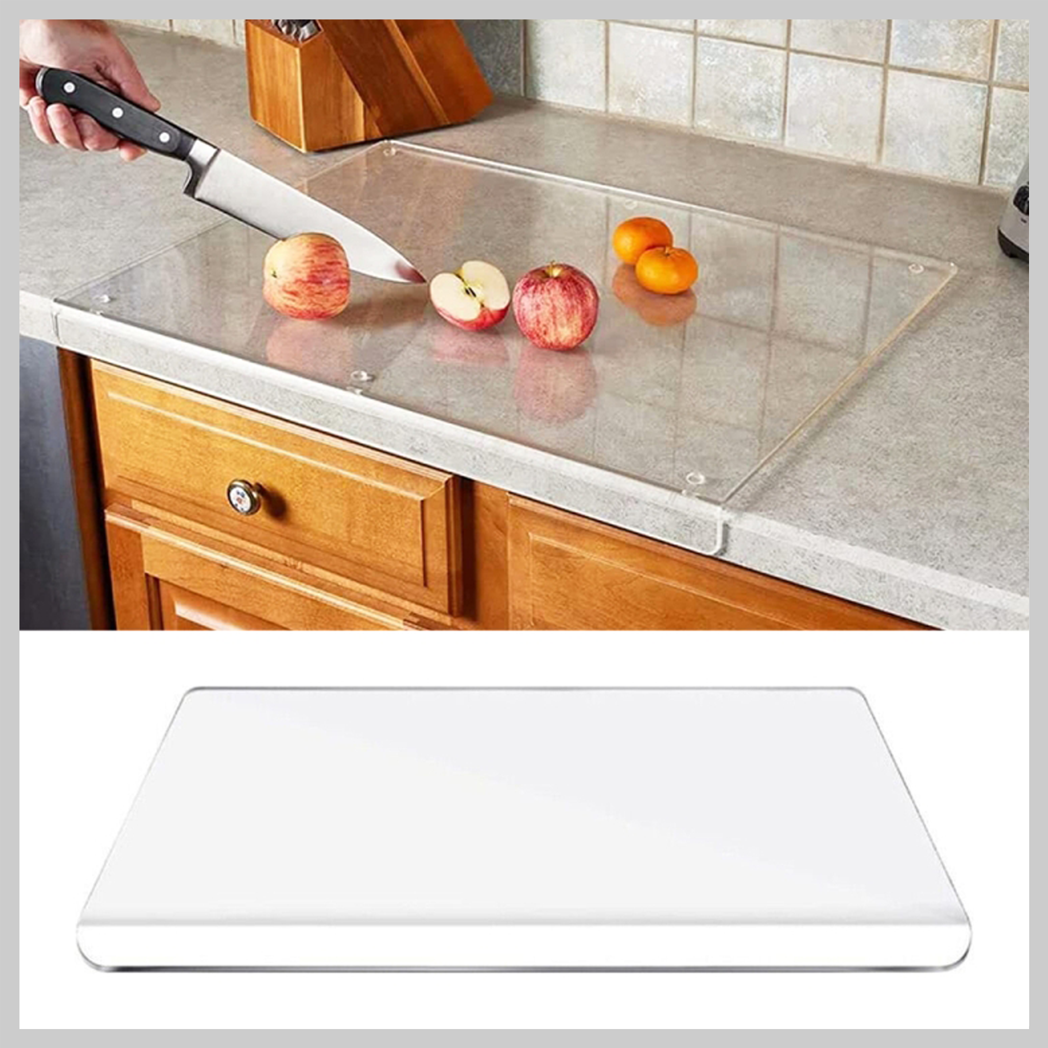 Transparent Acrylic Fruit Vegetable Cutting Board with Anti-Slip Mat