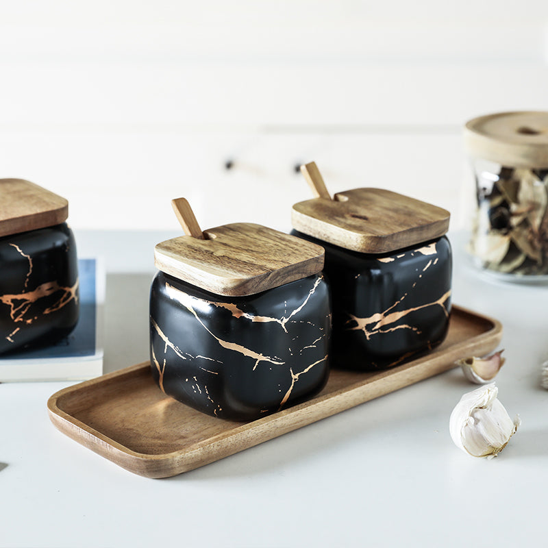 Nordic Gold Marble Jar Set