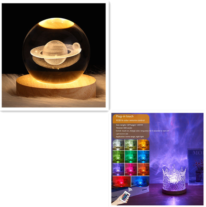 16 Color LED Water Ripple Ambient USB Rotating Projection Night Light