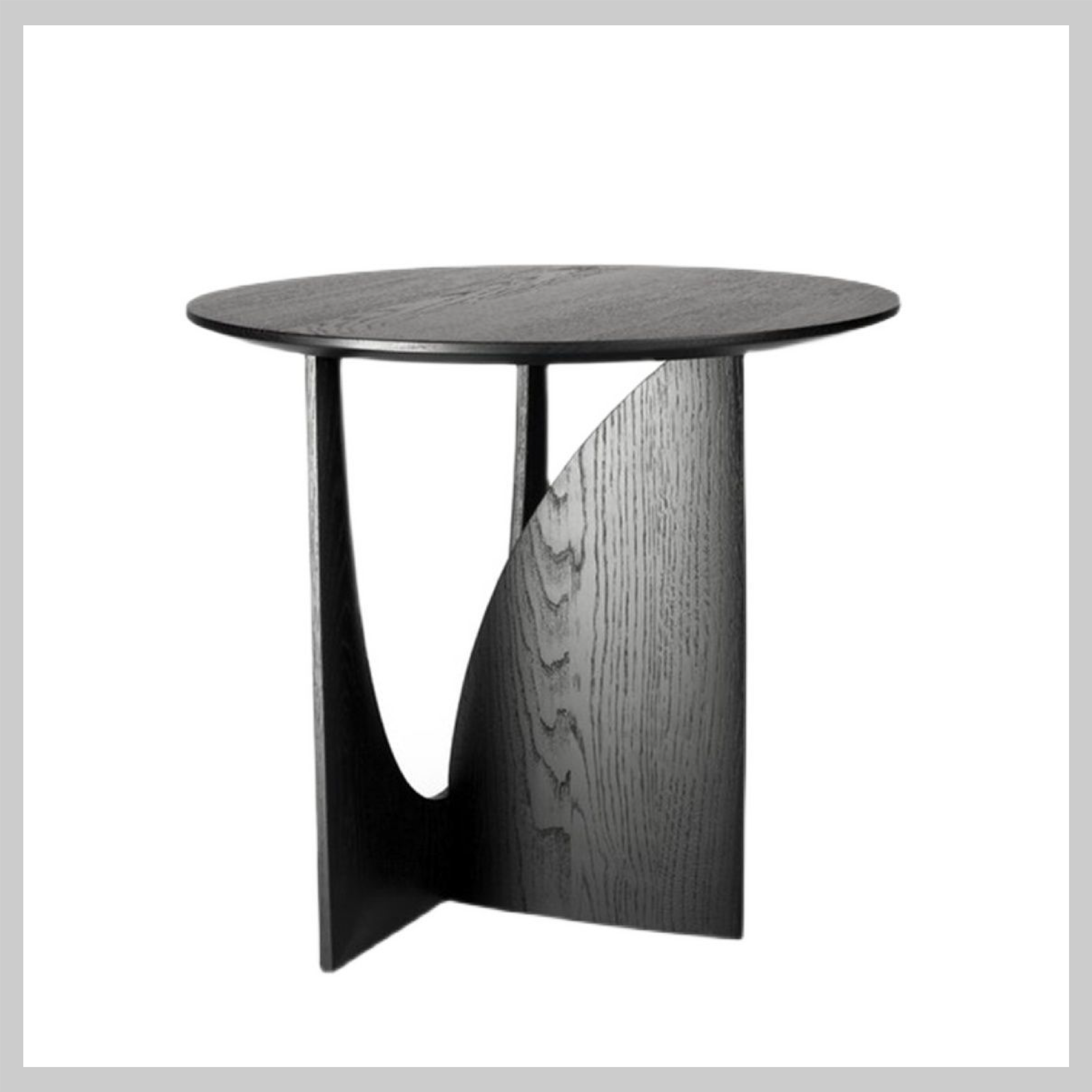 Round Solid Wood Side Table Geometric Designer Corner Table (Black B)