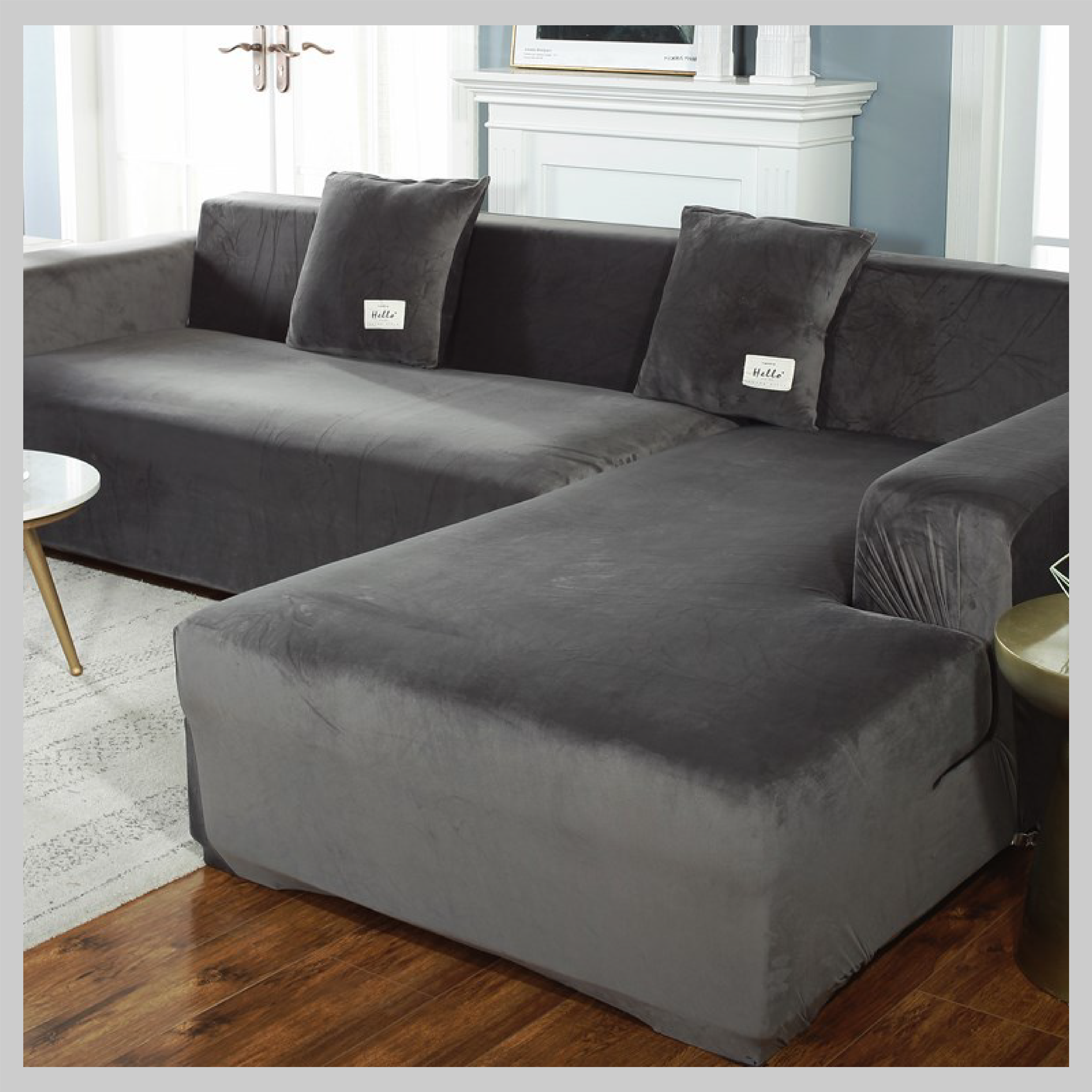 Silver Fox Velvet Living Room Elastic Furniture Sofa Cover