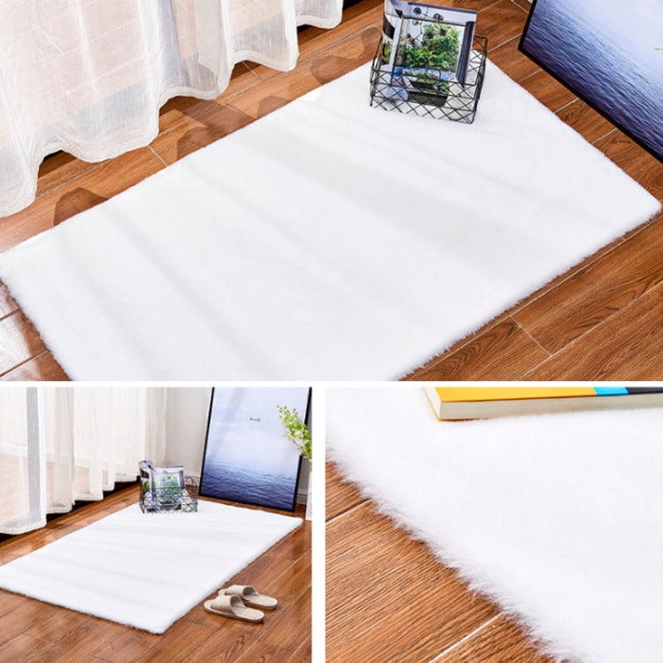 Non-slip Artificial Rabbit Hair Carpet (White)