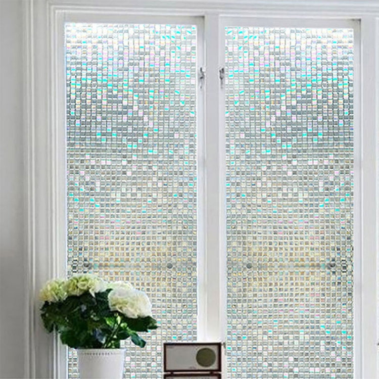 Glue-free Static 3D Glass Film Mosaic Square Colorful Glass Window Grilles