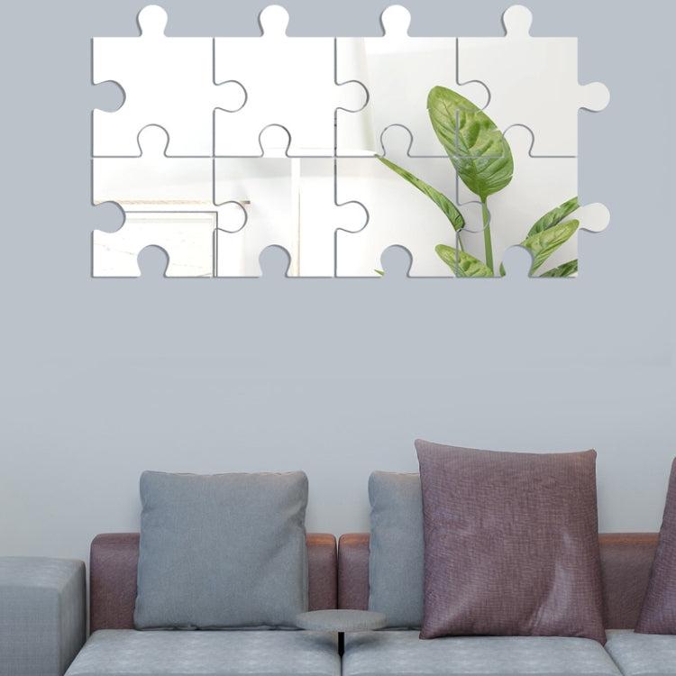 8pcs /Set Acrylic Square Puzzle Mirror Wall Sticker Home Decoration Soft Mirror (Silver)