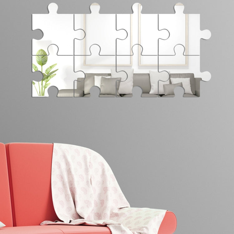 8pcs /Set Acrylic Square Puzzle Mirror Wall Sticker Home Decoration Soft Mirror (Silver)