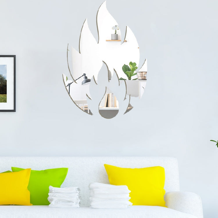 2pcs /Set Acrylic Flame Mirror Stereo Wall Stickers Home Decoration Soft Mirror (Silver)