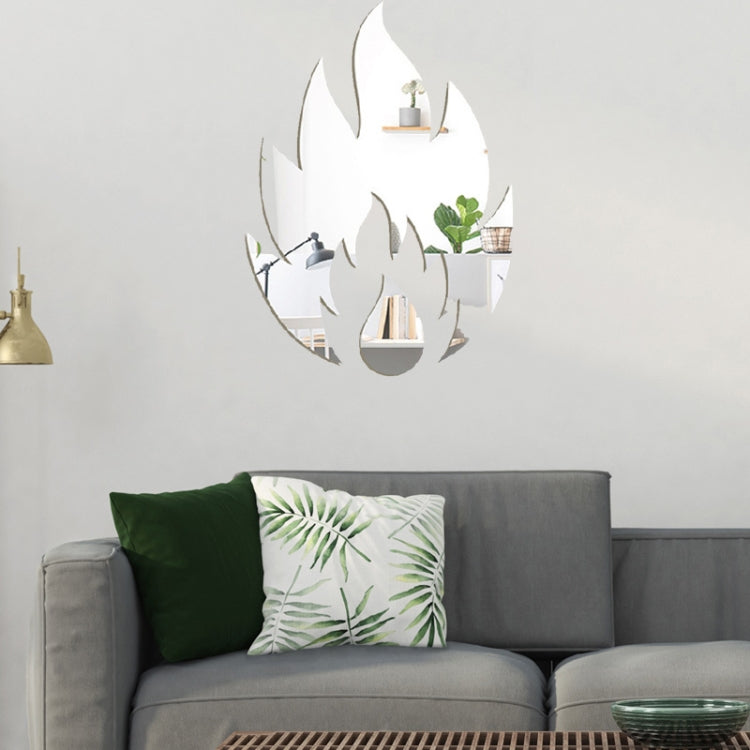 2pcs /Set Acrylic Flame Mirror Stereo Wall Stickers Home Decoration Soft Mirror (Silver)