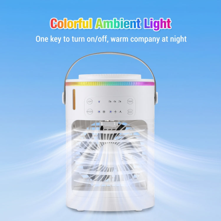 USB Home Timed Desktop RGB Light Adjustable Spray Humidification Cooler Fan - White