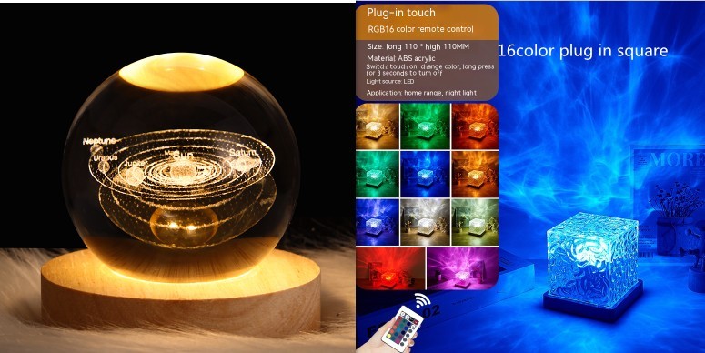 16 Color LED Water Ripple Ambient USB Rotating Projection Night Light