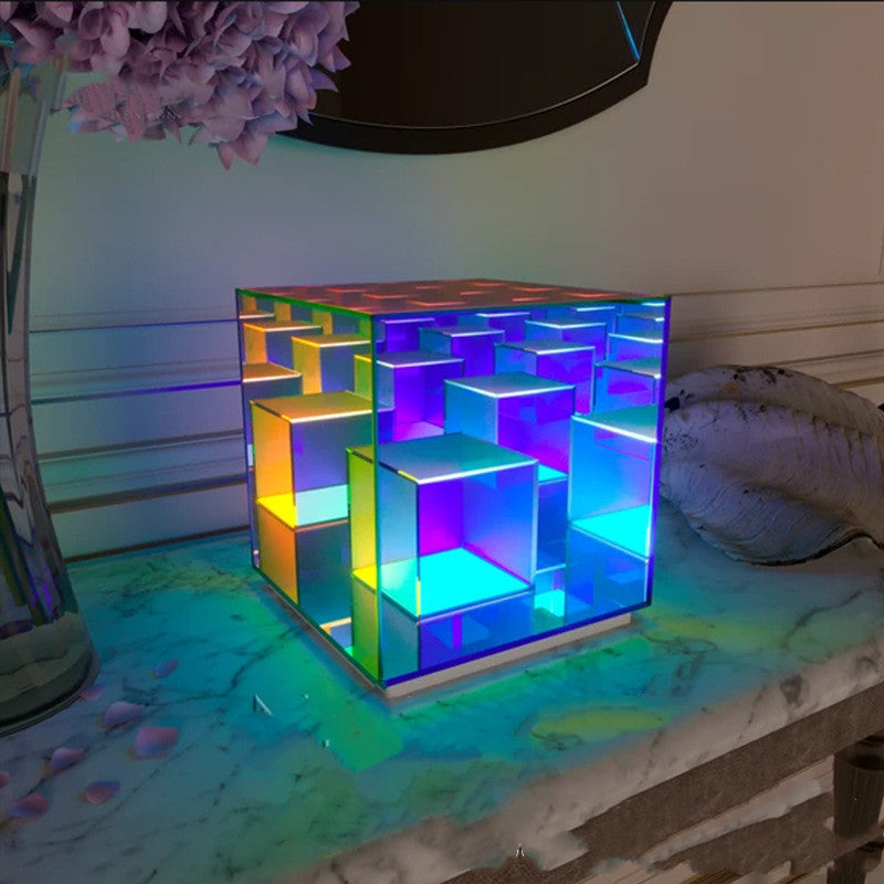 Acrylic LED Color Table Lamp Cube Box